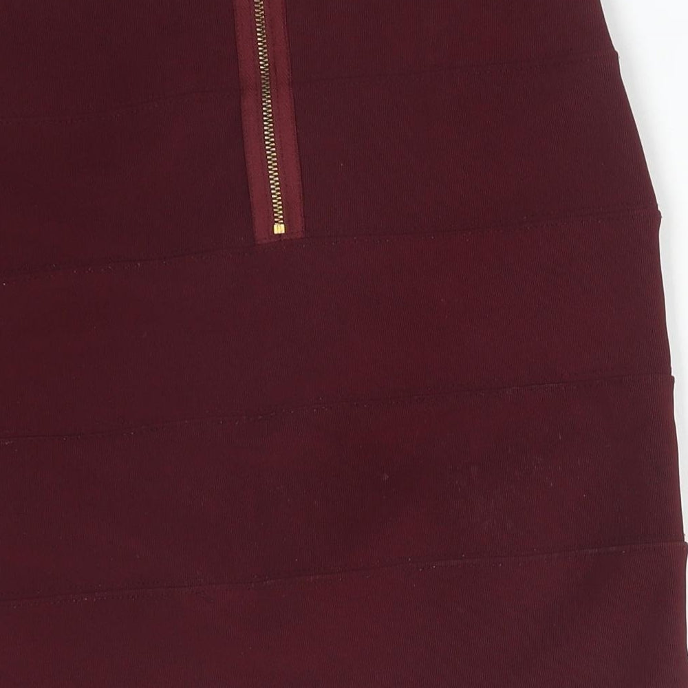 Topshop Womens Red Polyester Straight & Pencil Skirt Size 10