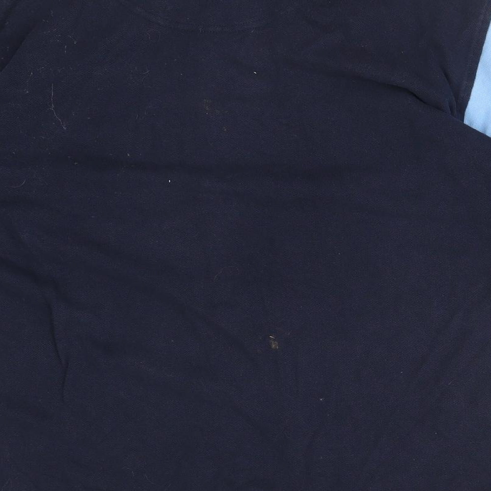 ONE BY ONE Mens Blue Colourblock Cotton Polo Size M Collared
