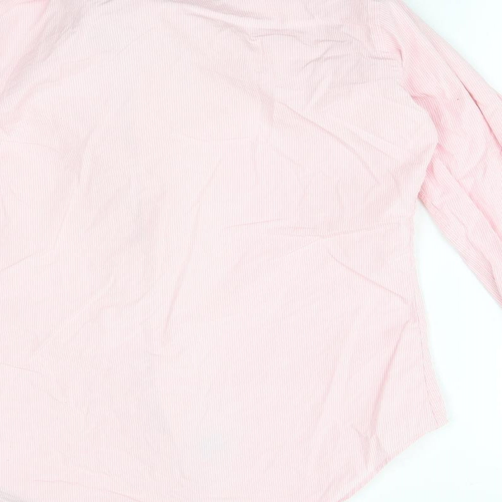 JOHN FRANCOME Mens Pink Striped Cotton Button-Up Size 15.5 Collared