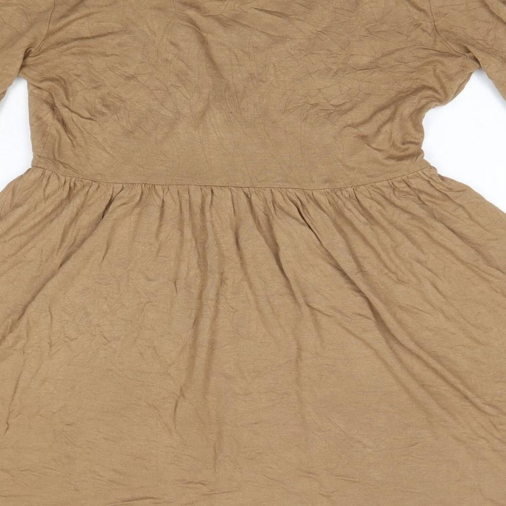 H&M Womens Brown Viscose A-Line Size S V-Neck