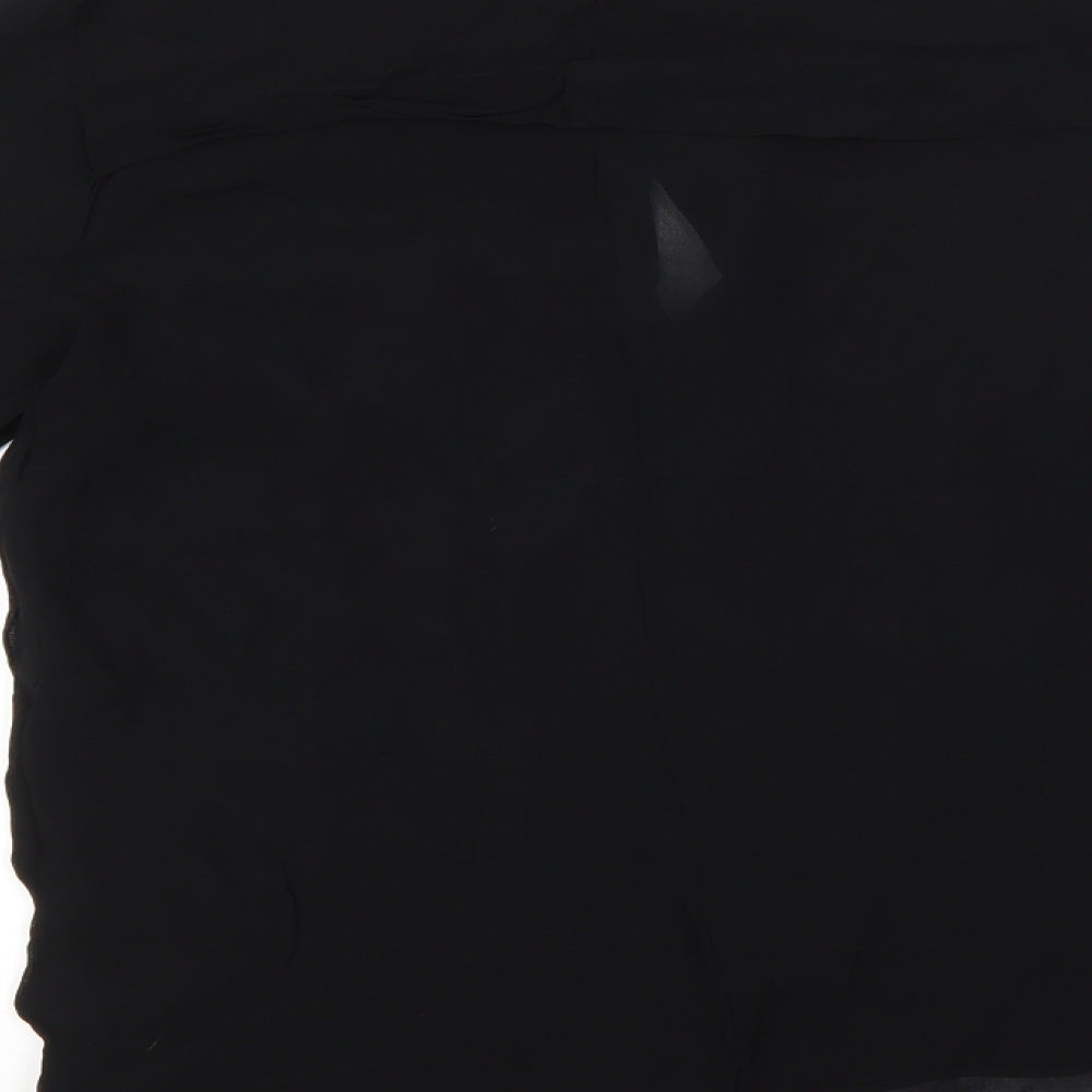NEXT Womens Black Viscose Basic Button-Up Size 12 Crew Neck