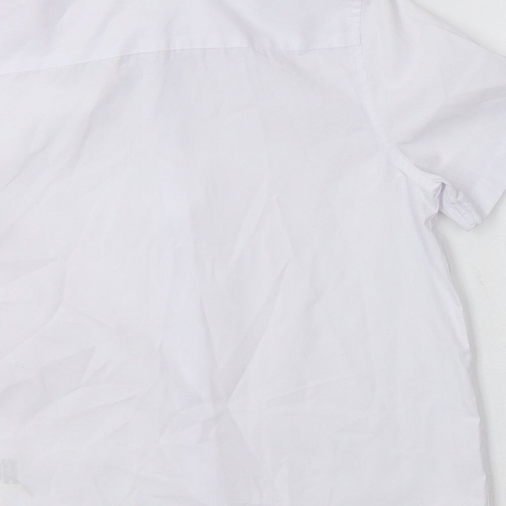 Marks & Spencer Boys White Polyester Basic Button-Up Size 7-8 Years Collared - School Wear