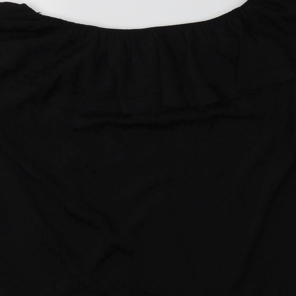 Wallis Womens Black Polka Dot Polyester Basic Blouse Size 12 Round Neck