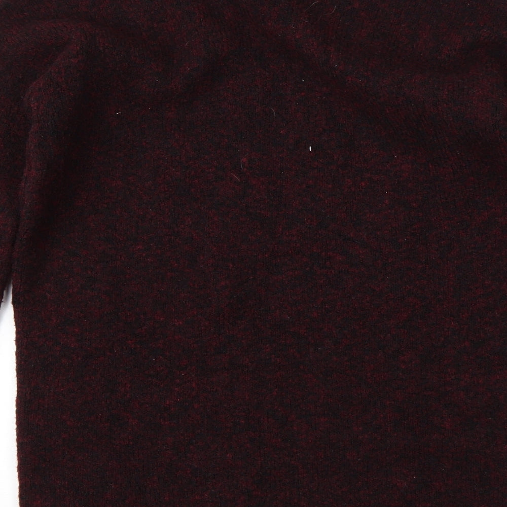 Papaya Womens Red V-Neck Acrylic Pullover Jumper Size S
