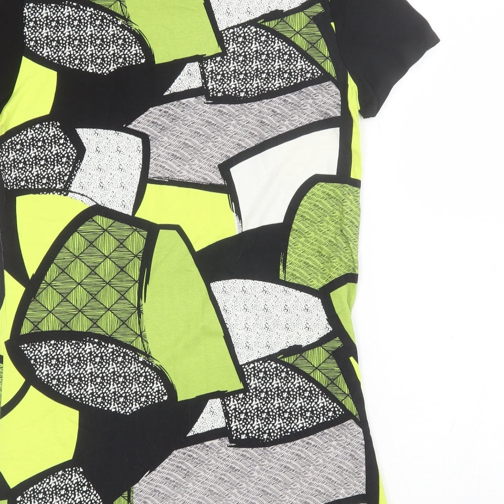 Micha Womens Green Geometric Viscose Shift Size M Round Neck