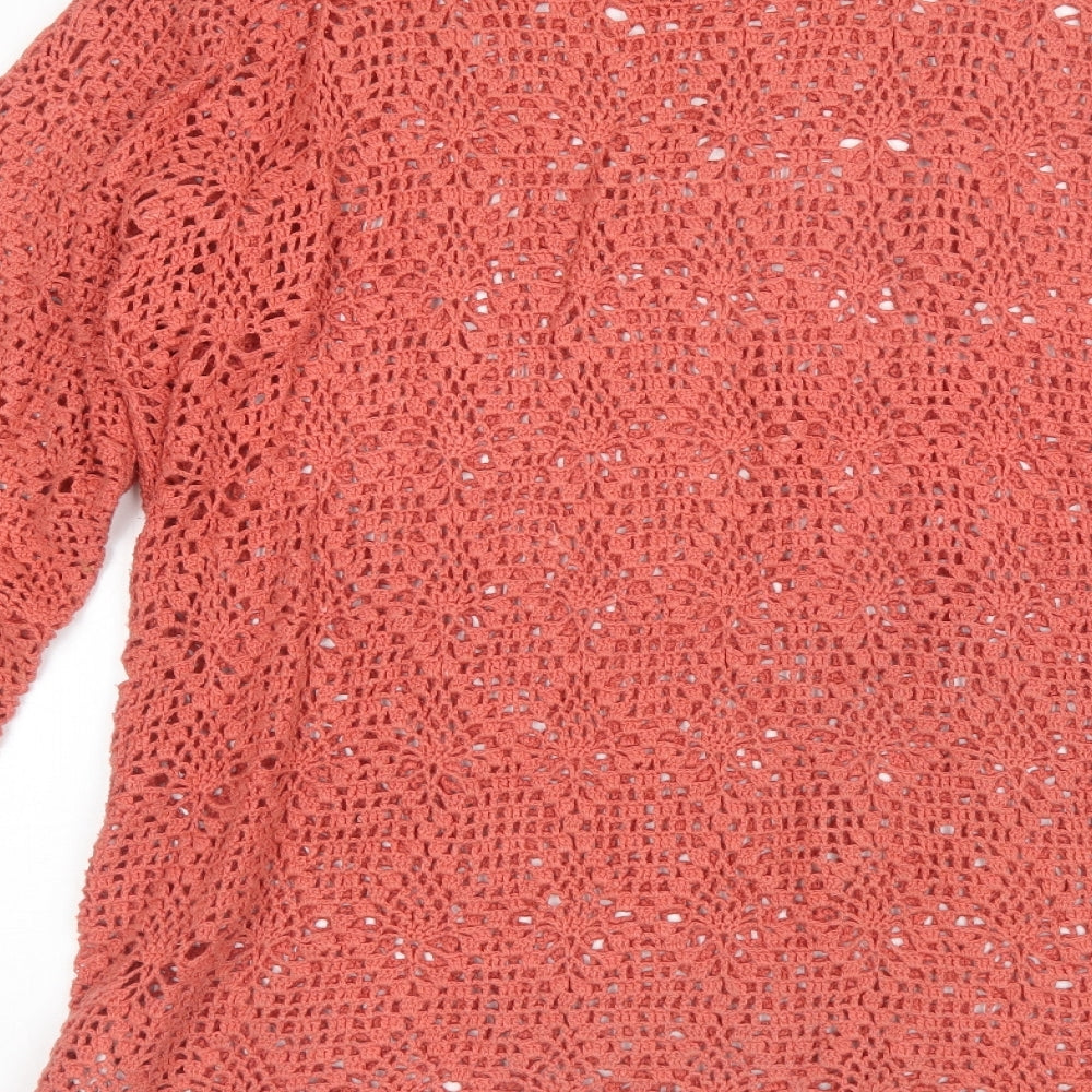 BHS Womens Pink Round Neck Cotton Blend Pullover Jumper Size 10