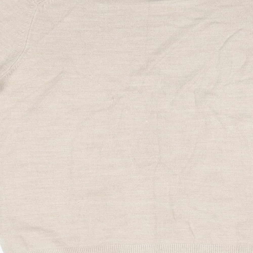 M&S Womens Beige High Neck Acrylic Pullover Jumper Size 14