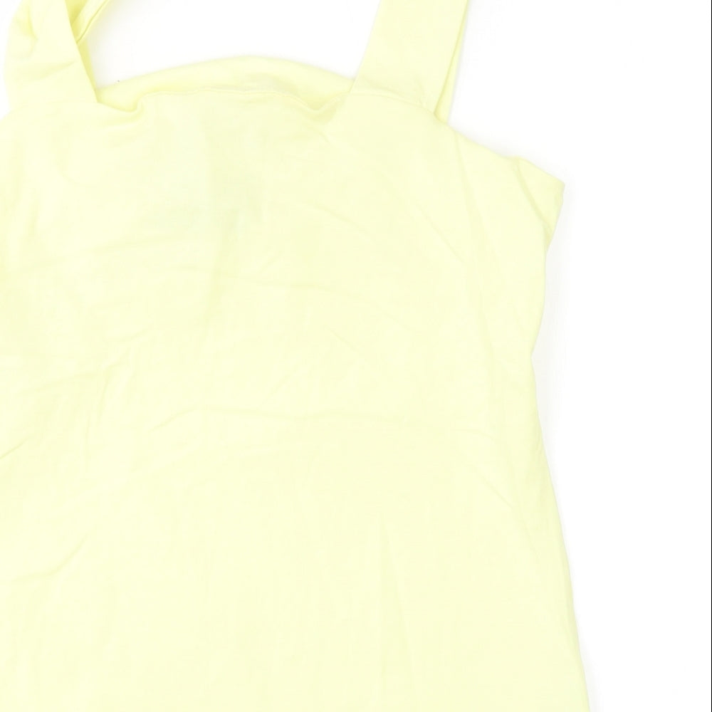 Dorothy Perkins Womens Yellow Cotton Basic Tank Size 16 Round Neck