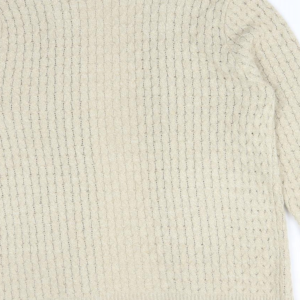 ME Womens Beige Acrylic Cardigan Jumper Size M