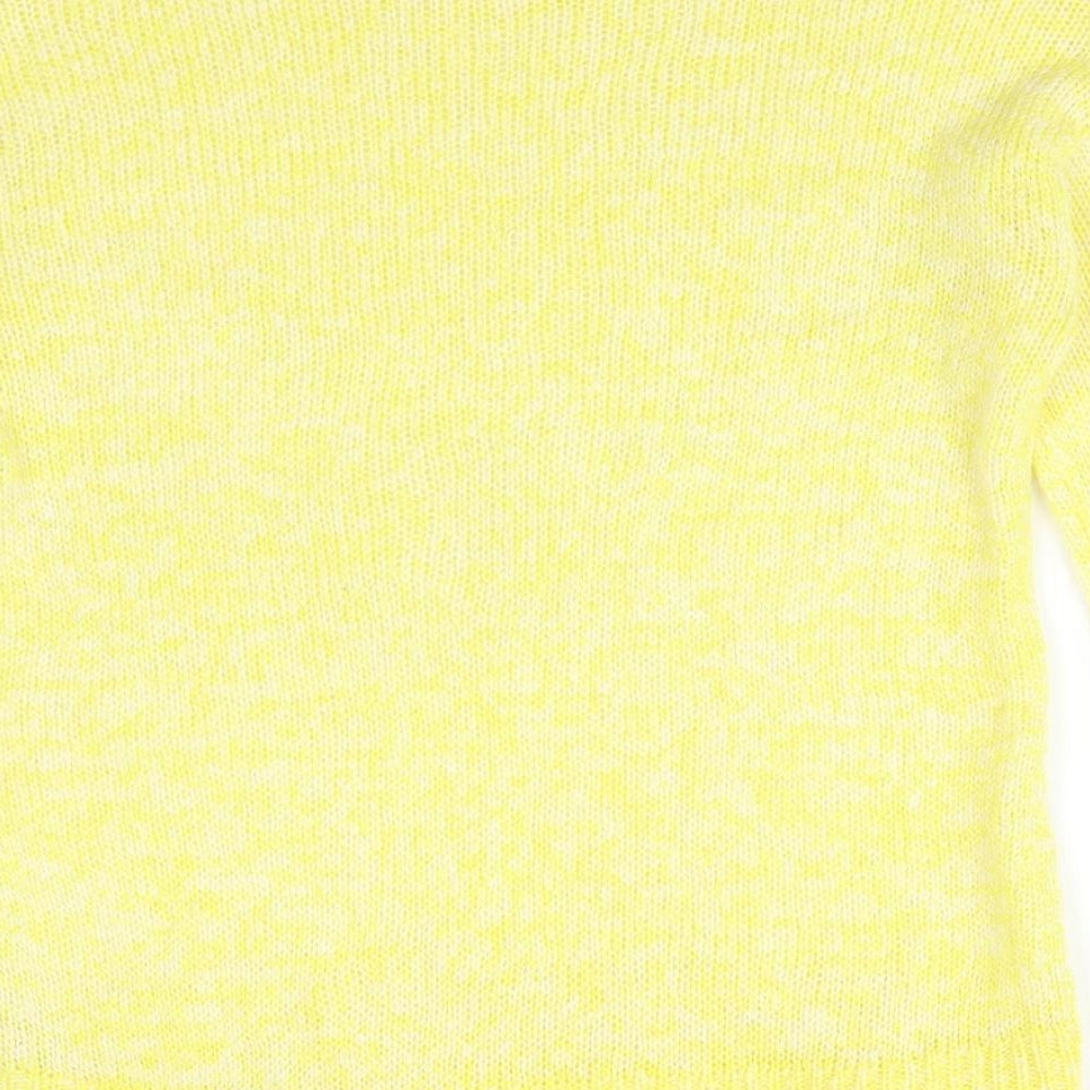 New Look Womens Yellow Acrylic Basic T-Shirt Size S Crew Neck