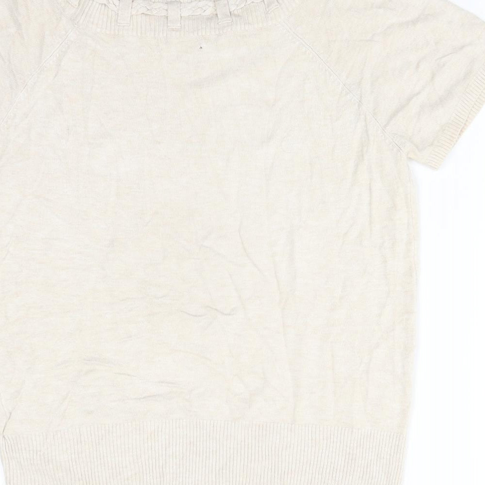 Debenhams Womens Beige Viscose Basic T-Shirt Size 14 Boat Neck