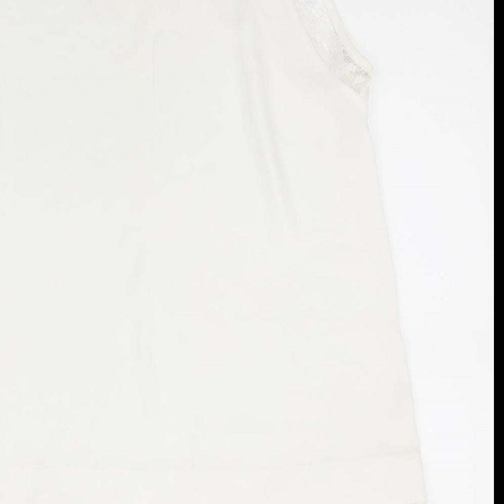 Wallis Womens White Polyester Basic Tank Size 12 Round Neck