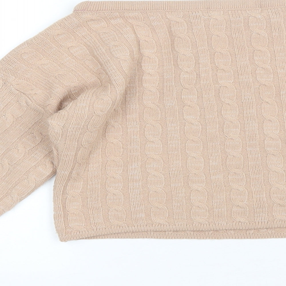 Lasula Womens Pink Round Neck Acrylic Pullover Jumper Size S