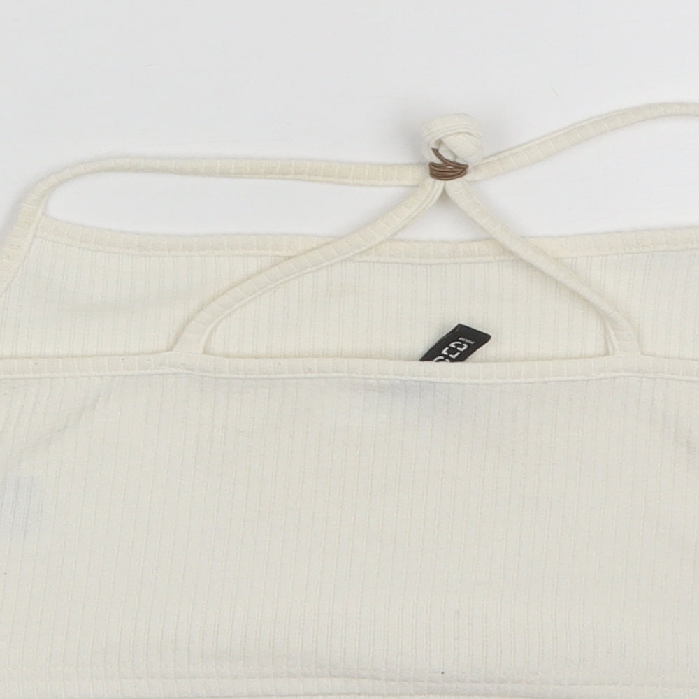 Divided Womens White Polyester Cropped Tank Size L Round Neck