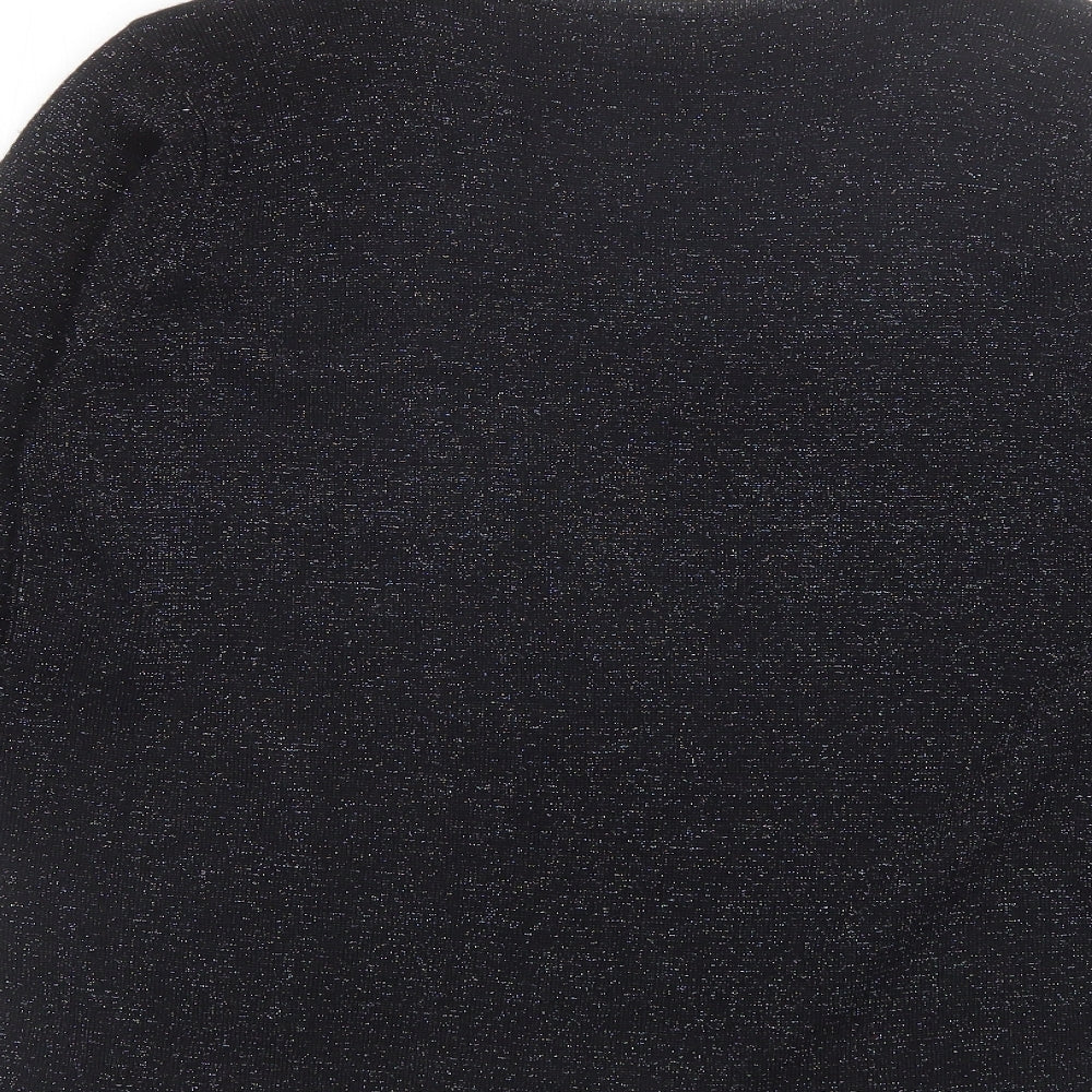 Bonmarché Womens Black V-Neck Acrylic Pullover Jumper Size M