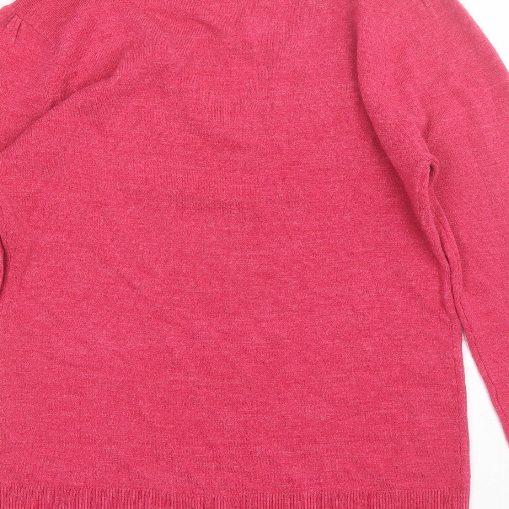 E-vie Womens Pink V-Neck Acrylic Pullover Jumper Size 14