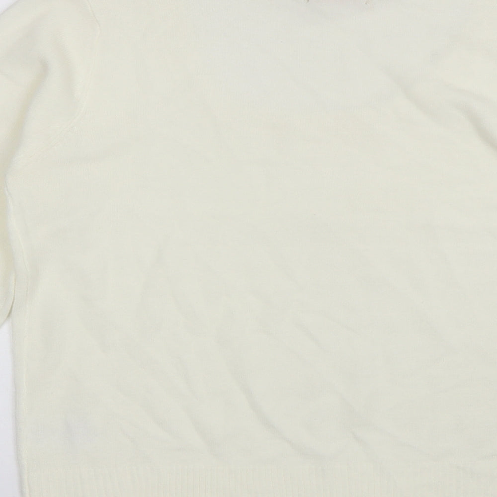 Sarah Hamilton Womens White Round Neck Acrylic Pullover Jumper Size XL