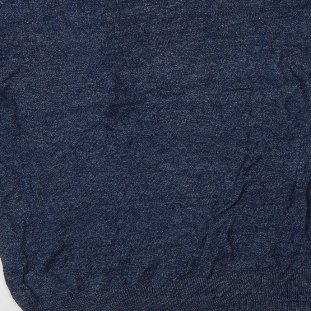 H&M Mens Blue V-Neck Cotton Pullover Jumper Size S