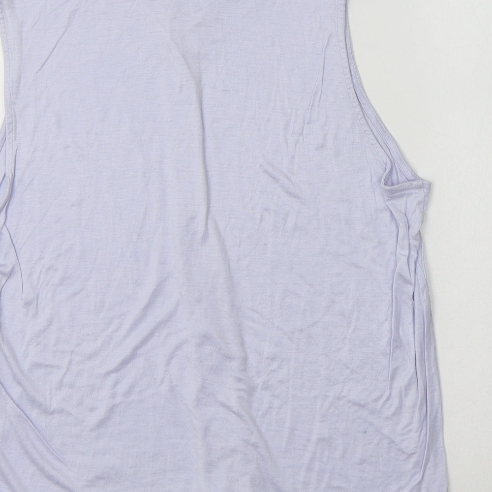 Marks & Spencer Womens Blue Viscose Basic Button-Up Size 16 Mock Neck