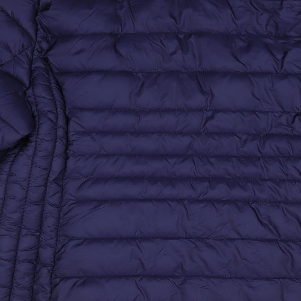 George Womens Blue Quilted Coat Zip - Midnight Blue subtle sheen