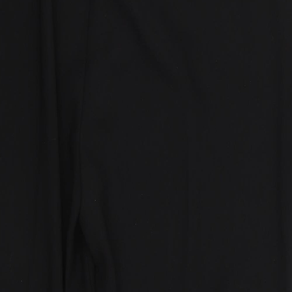 Per Una Womens Black Polyester Dress Pants Trousers Size 14 L25 in Regular Zip - Cropped High Pleated Waist