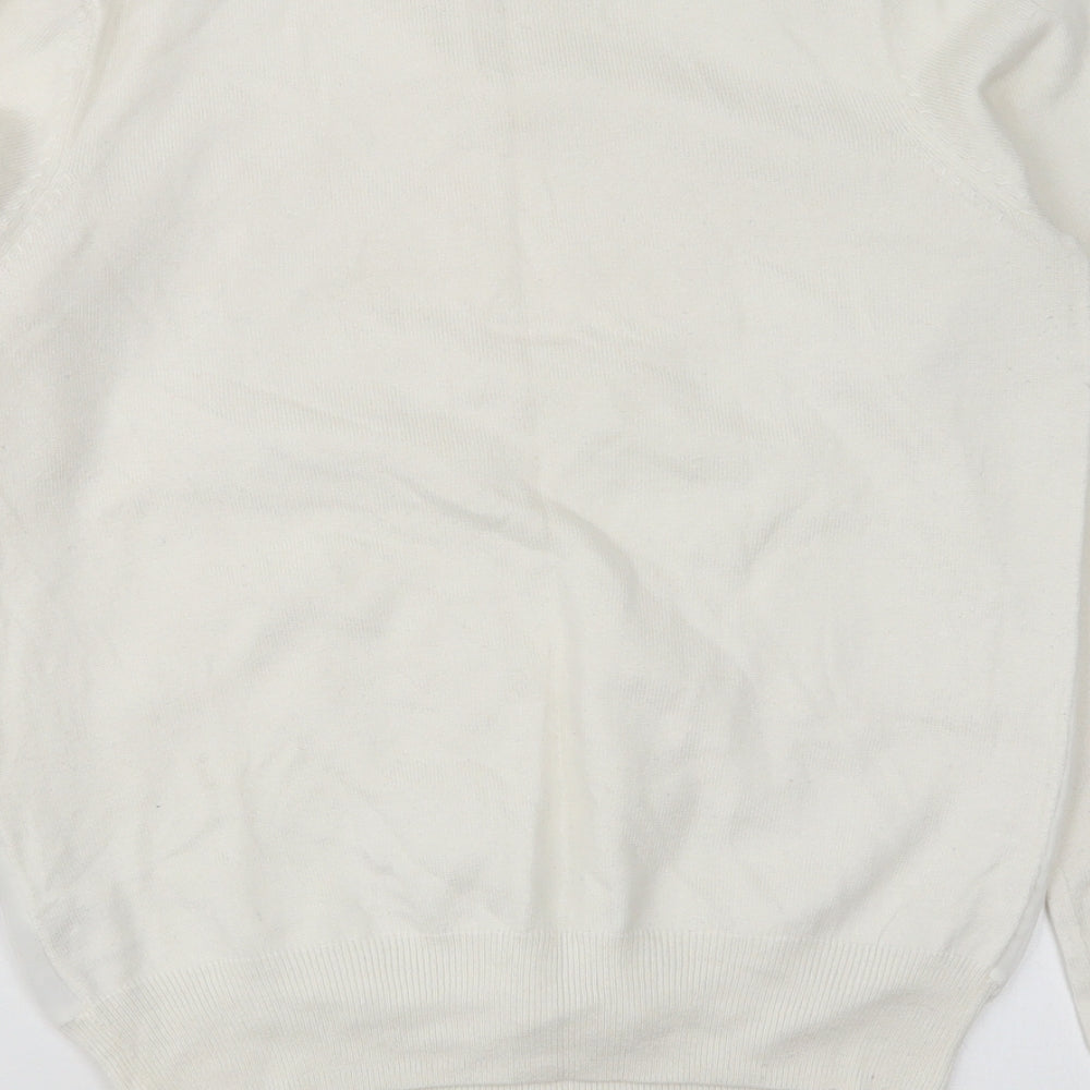 Coast Womens White Round Neck Floral Polyamide Pullover Jumper Size XS