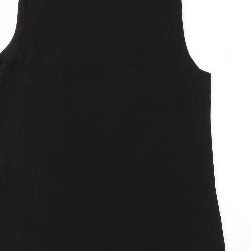Oasis Womens Black Polyester Basic Blouse Size 10 V-Neck