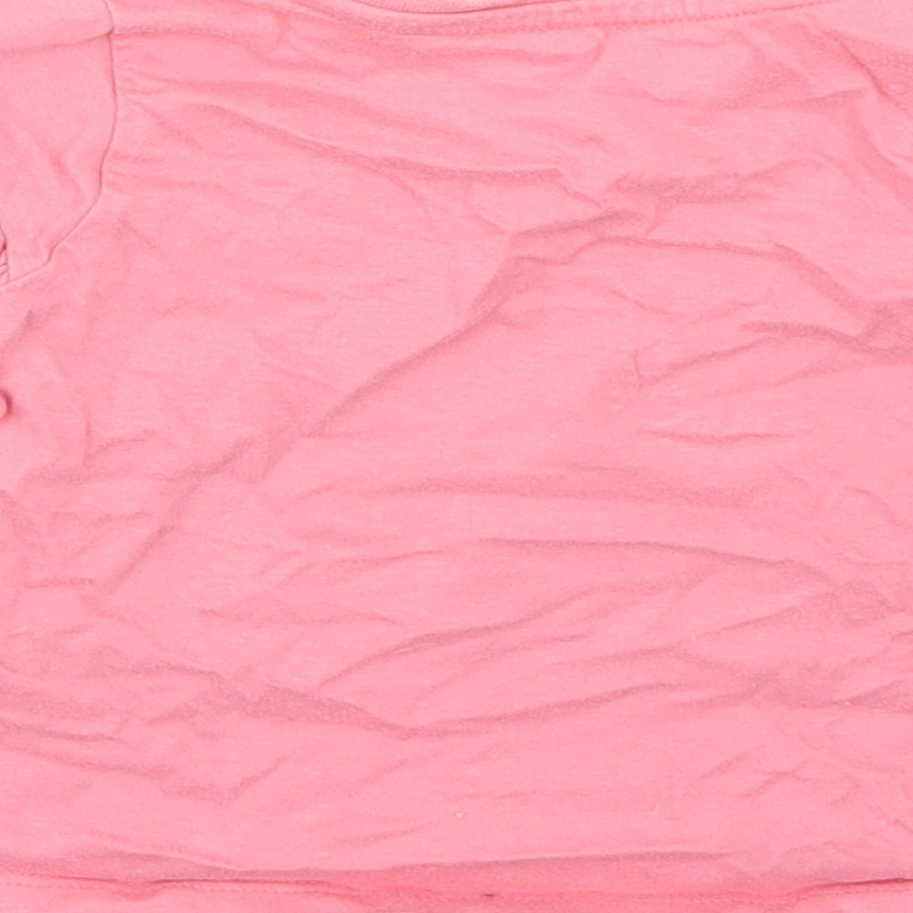 Nutmeg Girls Pink Cotton Basic T-Shirt Size 12-18 Months Round Neck
