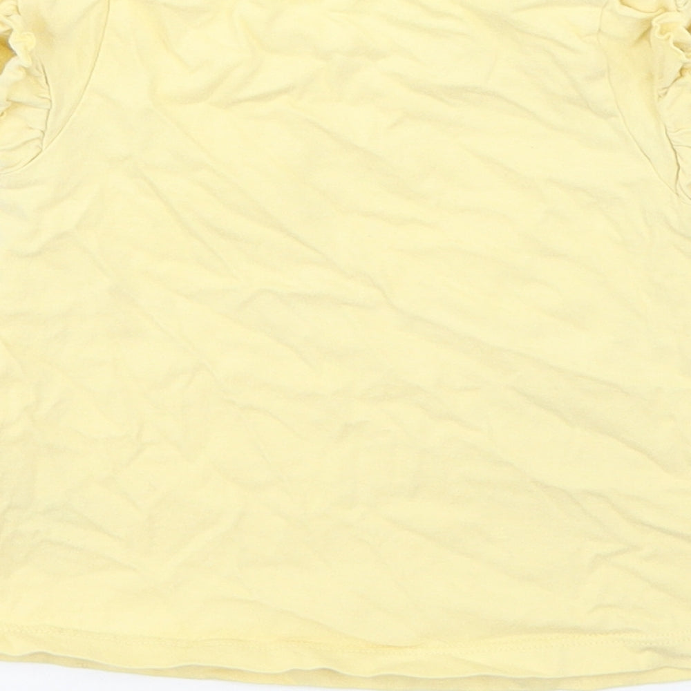 George Girls Yellow Cotton Basic T-Shirt Size 12-18 Months Round Neck