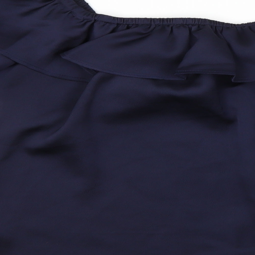 Peacocks Womens Blue Polyester Basic Blouse Size 10 Boat Neck