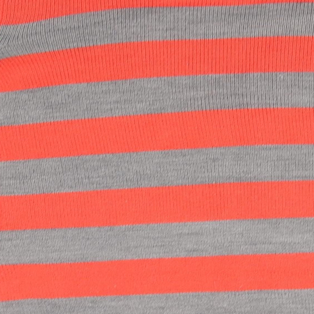 bonprix Womens Red V-Neck Striped Polyester Pullover Jumper Size 12