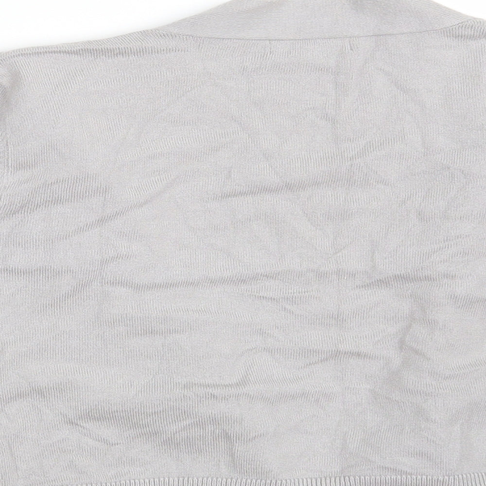 Et Vous Womens Grey V-Neck Viscose Cardigan Jumper Size 14