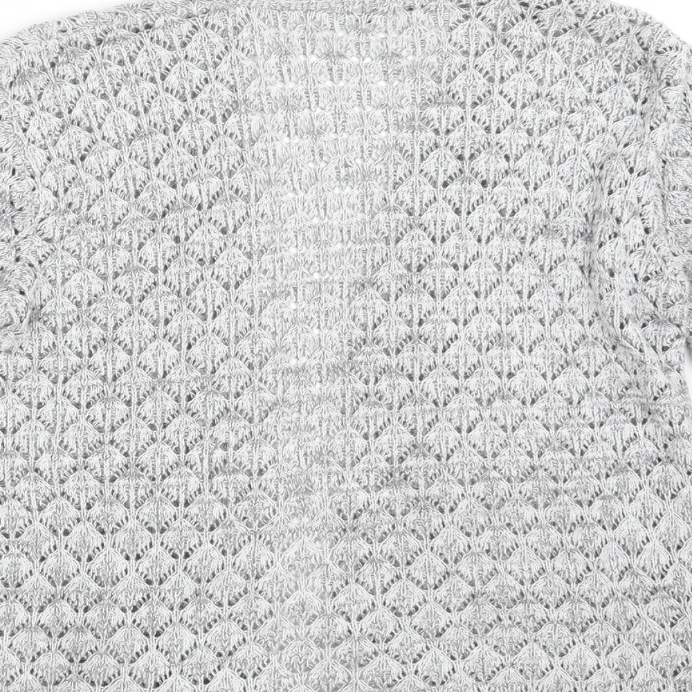 CHIC Womens Grey V-Neck Cotton Wrap Jumper Size L