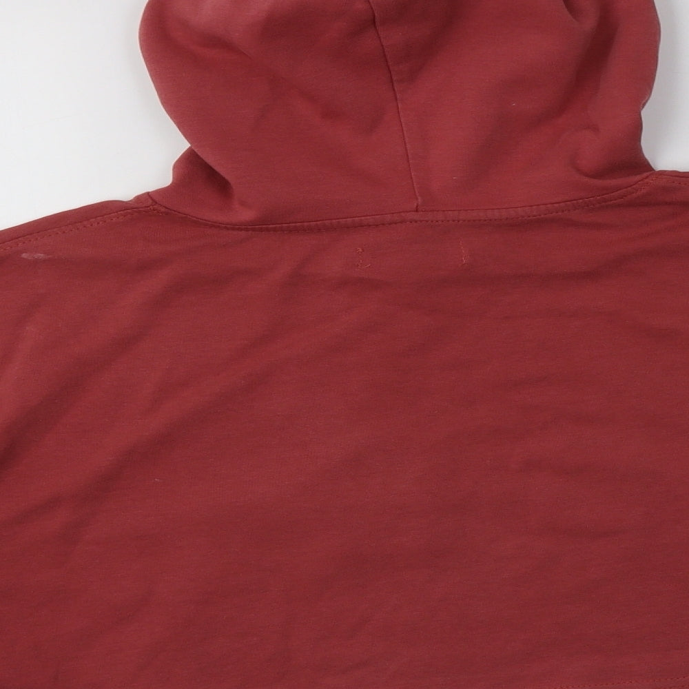 Bershka Womens Pink Cotton Pullover Hoodie Size L - Cropped