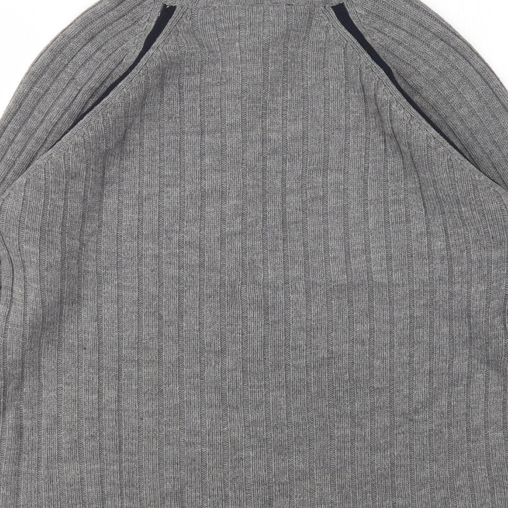 Cedarwood State Mens Grey Mock Neck Acrylic Pullover Jumper Size S