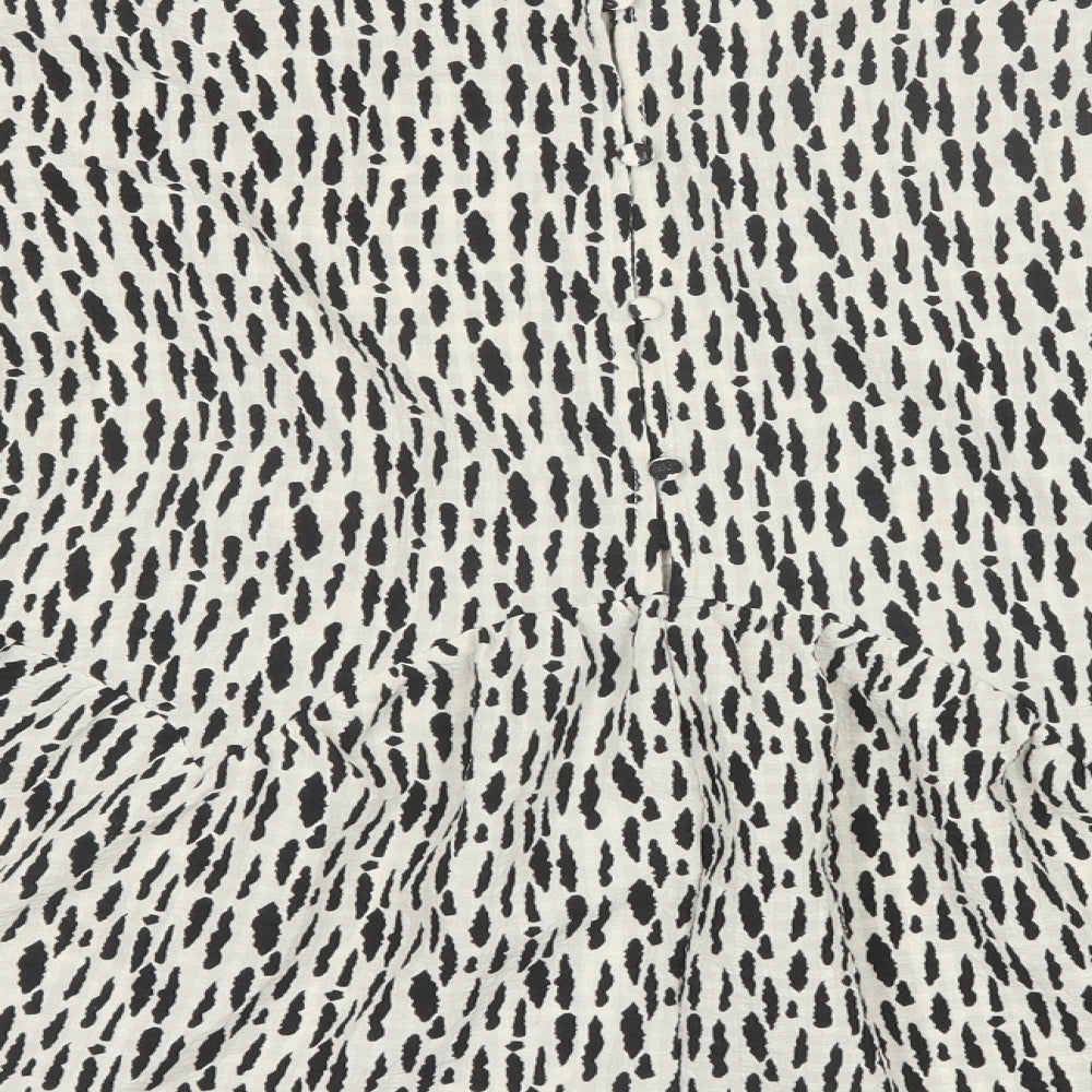 VILA Womens Black Animal Print Polyester Basic Blouse Size 14 Round Neck
