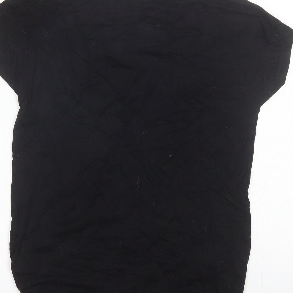 Peacocks Womens Black Viscose Basic T-Shirt Size 8 Round Neck
