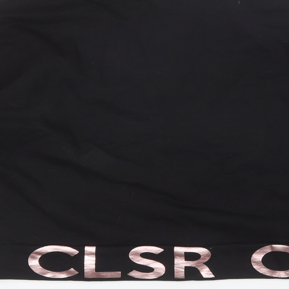 Closure Womens Black Round Neck Cotton Pullover Jumper Size 10