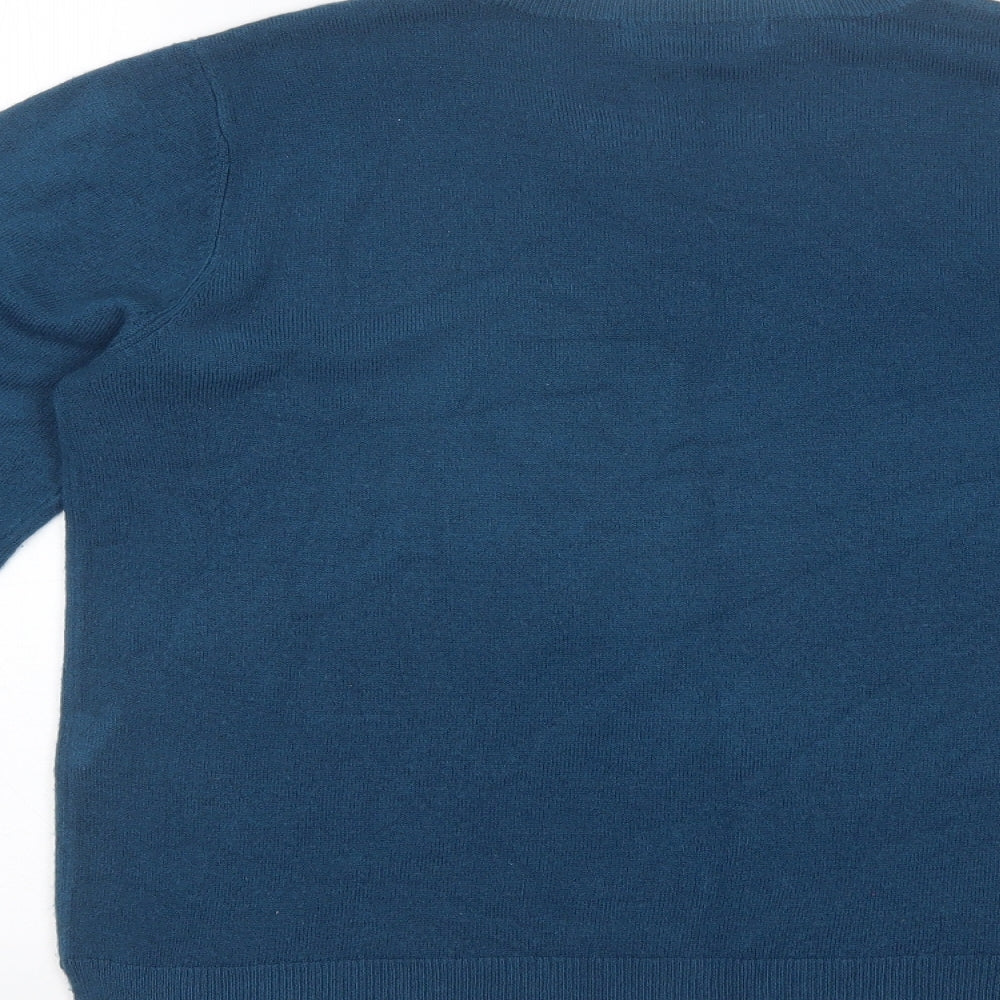 Marks and Spencer Womens Blue Round Neck Acrylic Pullover Jumper Size 14