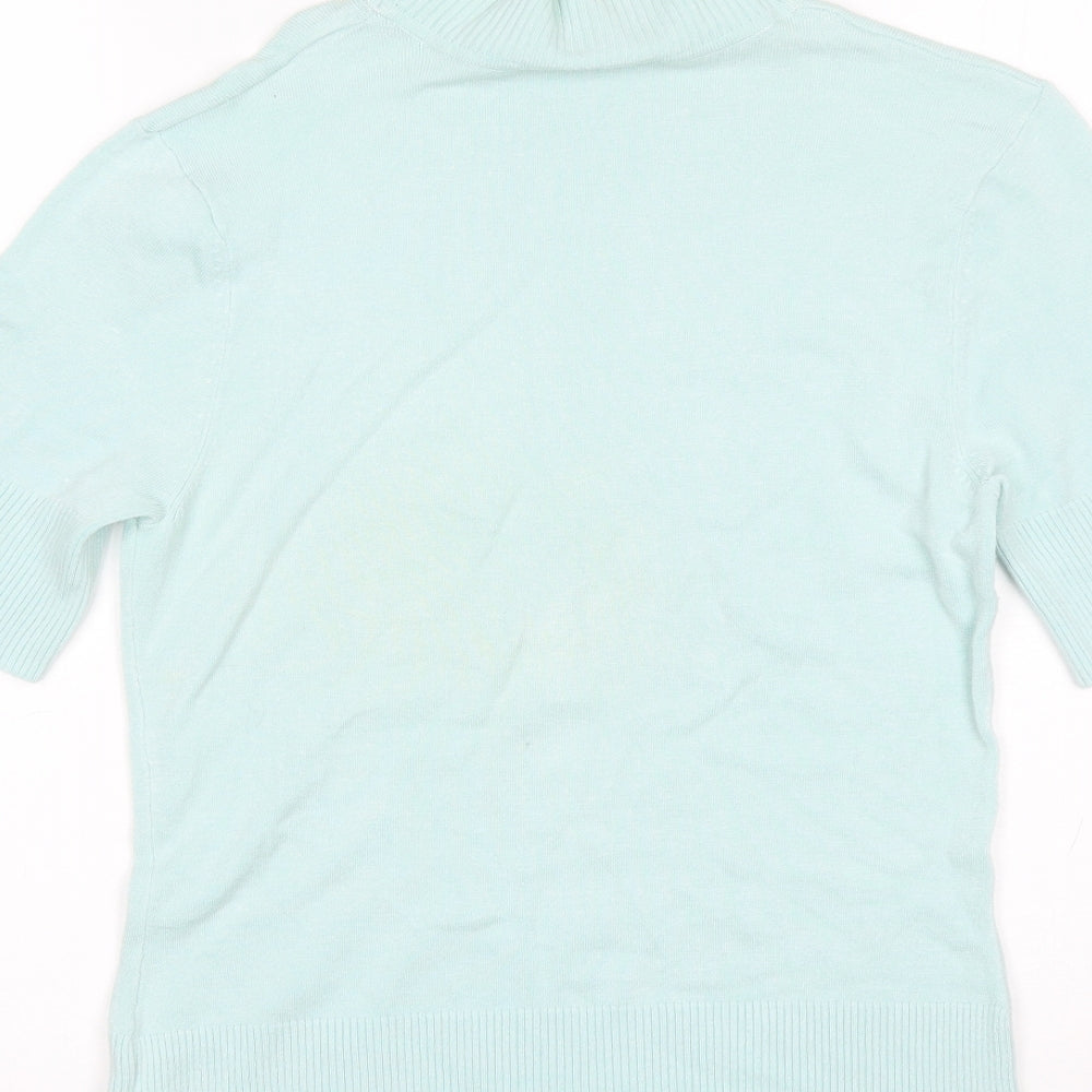 Wallis Womens Blue Viscose Basic Blouse Size 12 Mock Neck