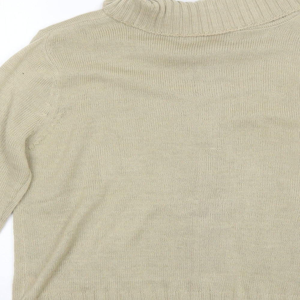 Nathalie Andersen Womens Beige Collared Acrylic Full Zip Jumper Size L