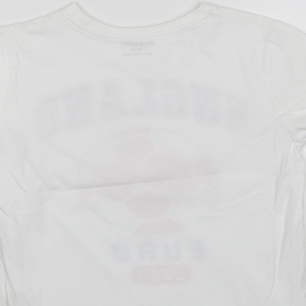 Primark Boys White Cotton Basic T-Shirt Size 7-8 Years Round Neck