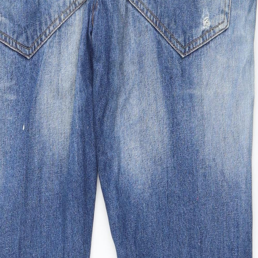 Easy Womens Blue Cotton Straight Jeans Size 32 in L30 in Regular