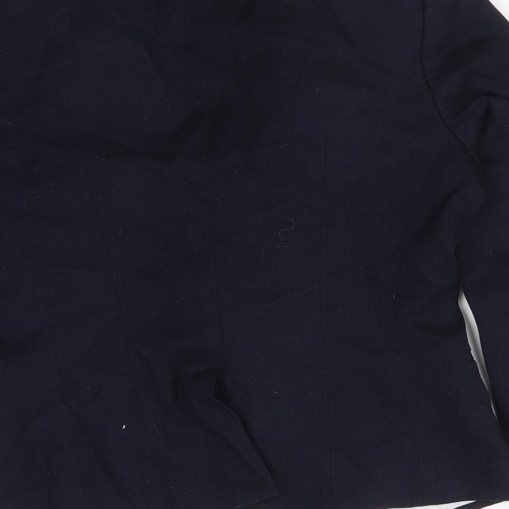 H&M Womens Blue Polyester Jacket Suit Jacket Size 12