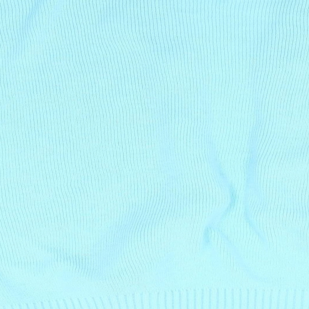 Merry Gold Womens Blue Round Neck Acrylic Cardigan Jumper Size M