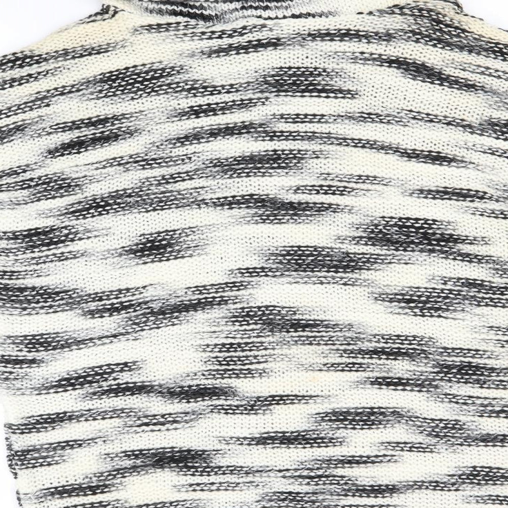 Even & Odd Womens Ivory Roll Neck Striped Acrylic Pullover Jumper Size M