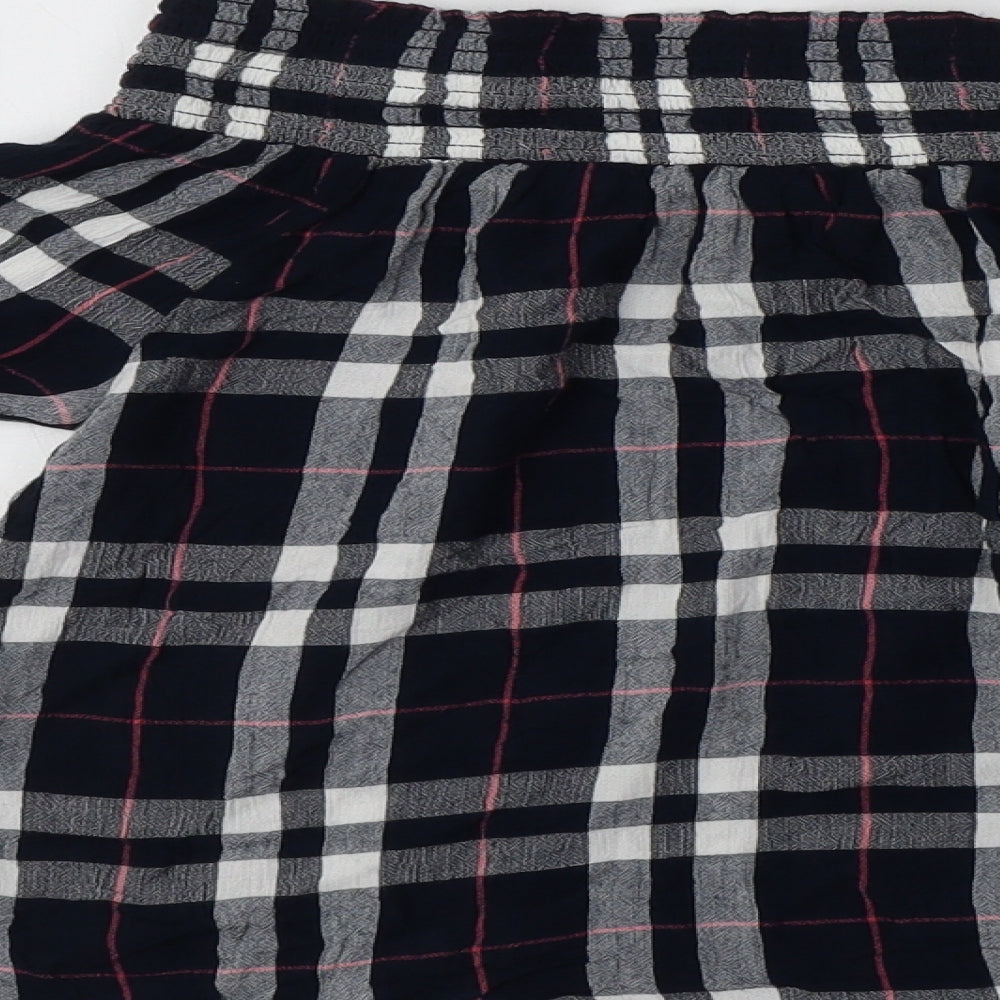 New Look Womens Blue Check Viscose Basic Blouse Size 10 Off the Shoulder
