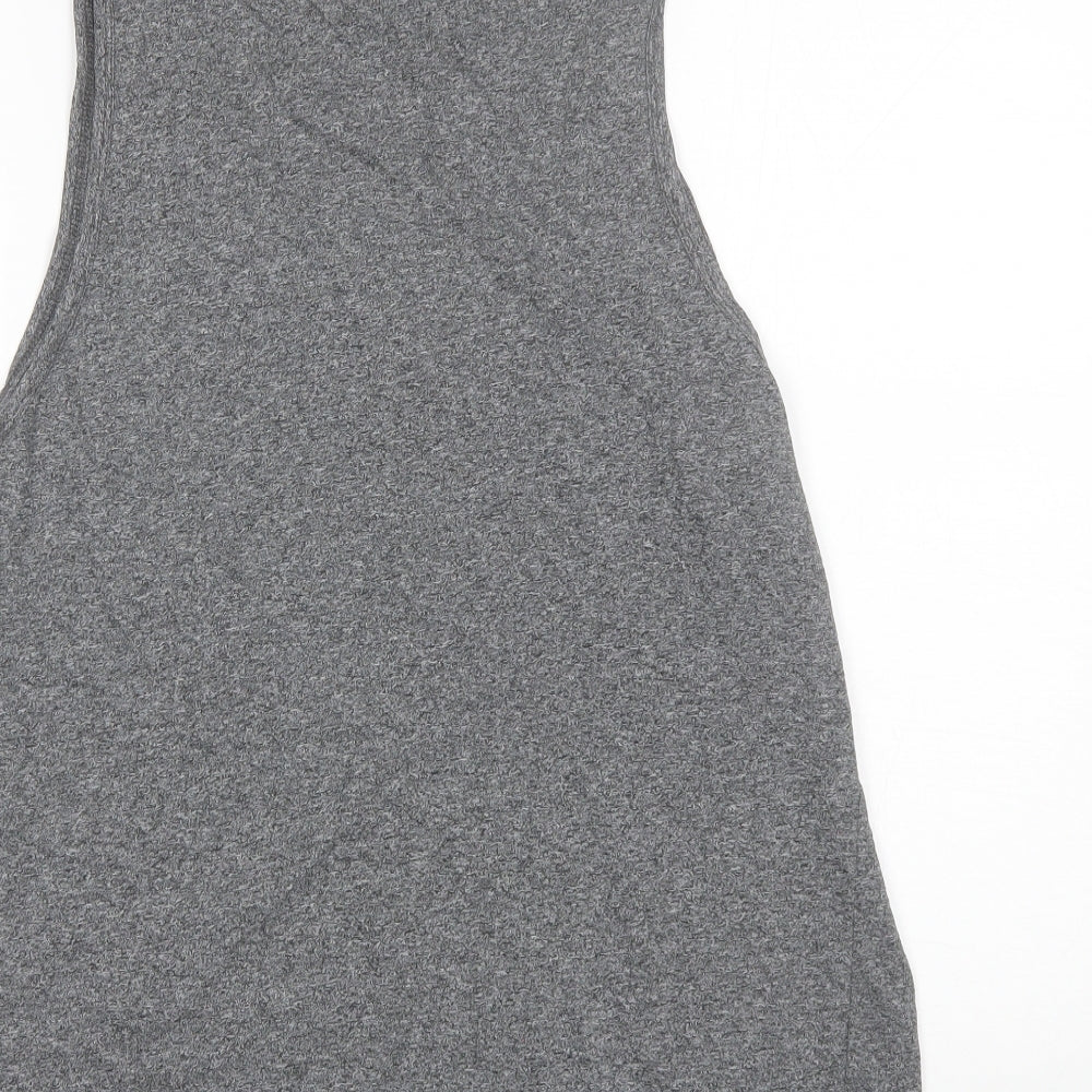 Divided Womens Grey Cotton Basic Tank Size L Round Neck