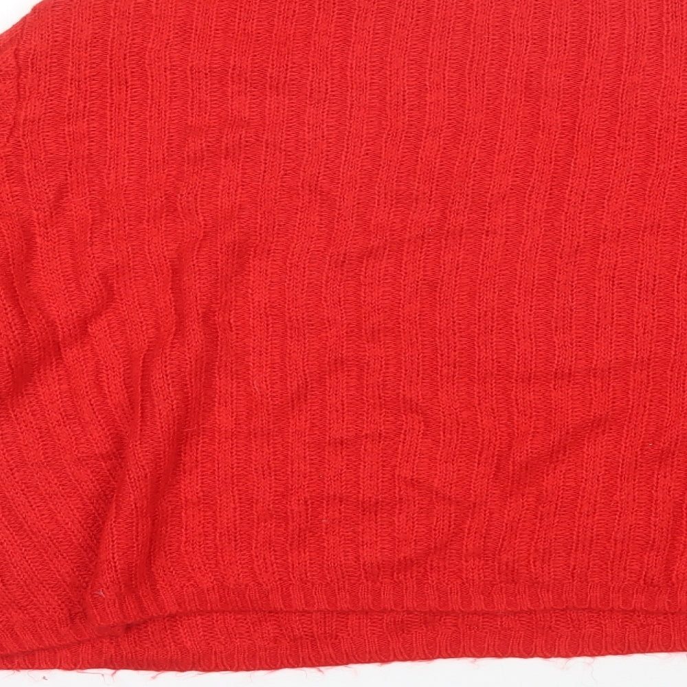 Divided Womens Red Mock Neck Acrylic Pullover Jumper Size L