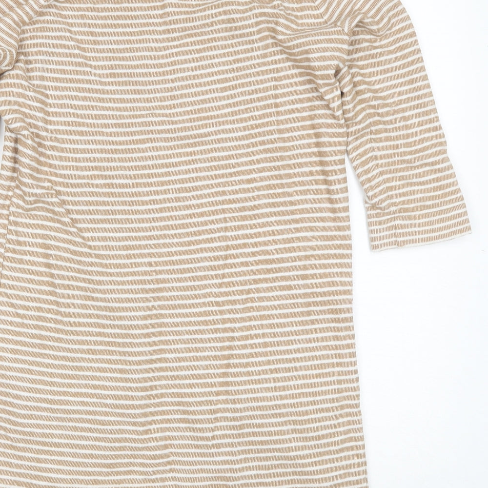 NEXT Womens Brown Striped Cotton Shift Size 6 Round Neck